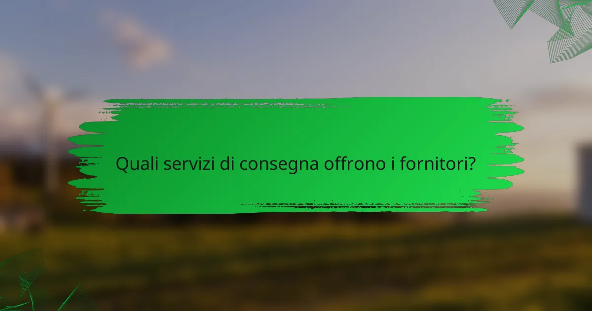 Quali servizi di consegna offrono i fornitori?