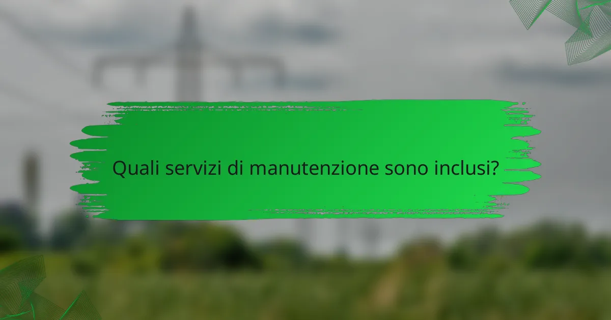 Quali servizi di manutenzione sono inclusi?