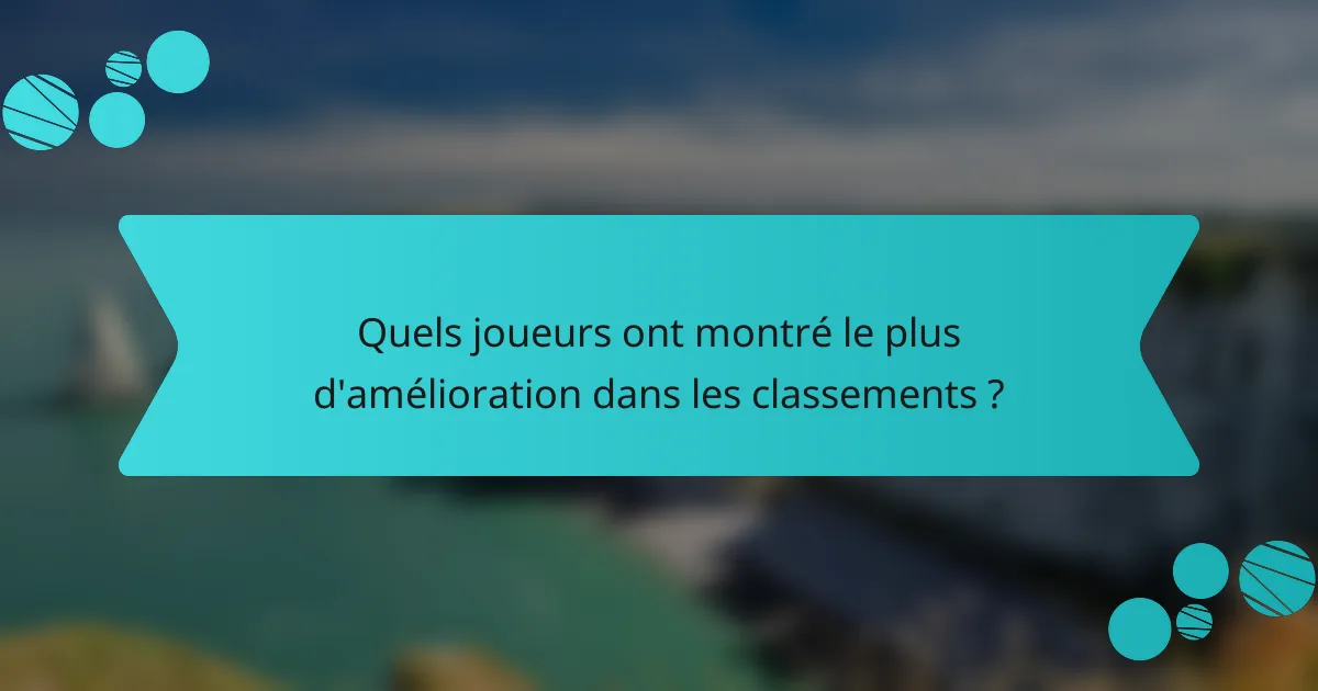 Quels joueurs ont montré le plus d'amélioration dans les classements ?